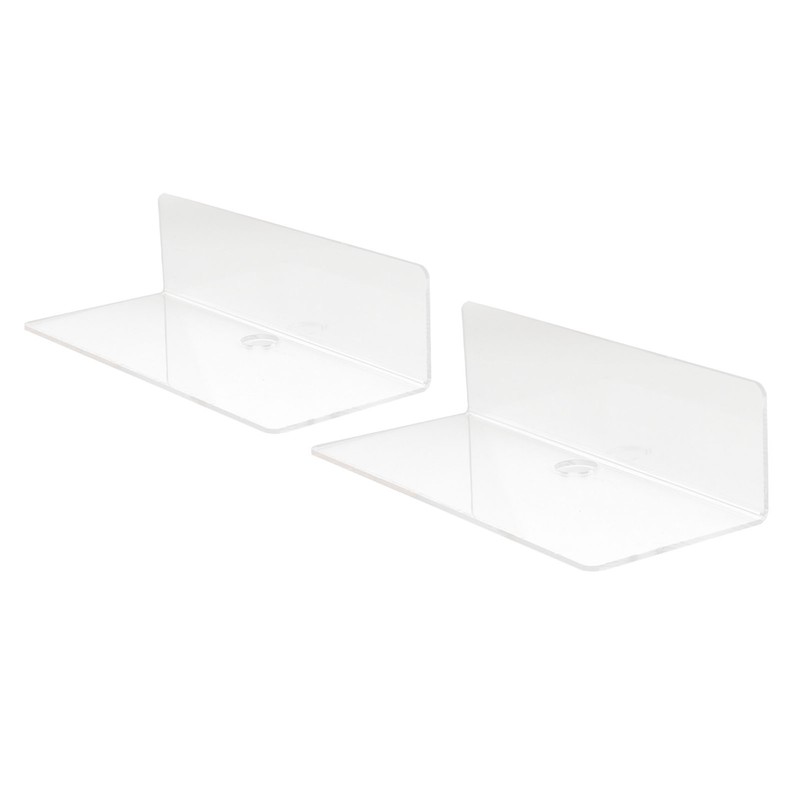 2Pcs Clear Floating Shelf Acrylic Fine Surface Delicate Modern Transparent