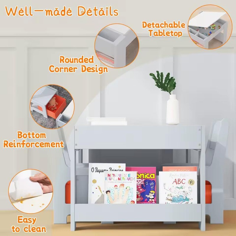 Kids Activity Table and Chair Set for Drawing and Learning