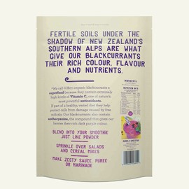 ViBERi Freeze-Dried Organic Blackcurrants 120 g | 100% NZ-Grown Superfruit Berries, Natural Vitamin C & Anthocyanins, Vegan • Non-GMO • No Added Sugar