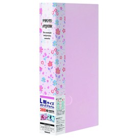 ナカバヤシ ポケットアルバム フォトホルダー L判 288枚 花柄 ピンク PHE2288A-P