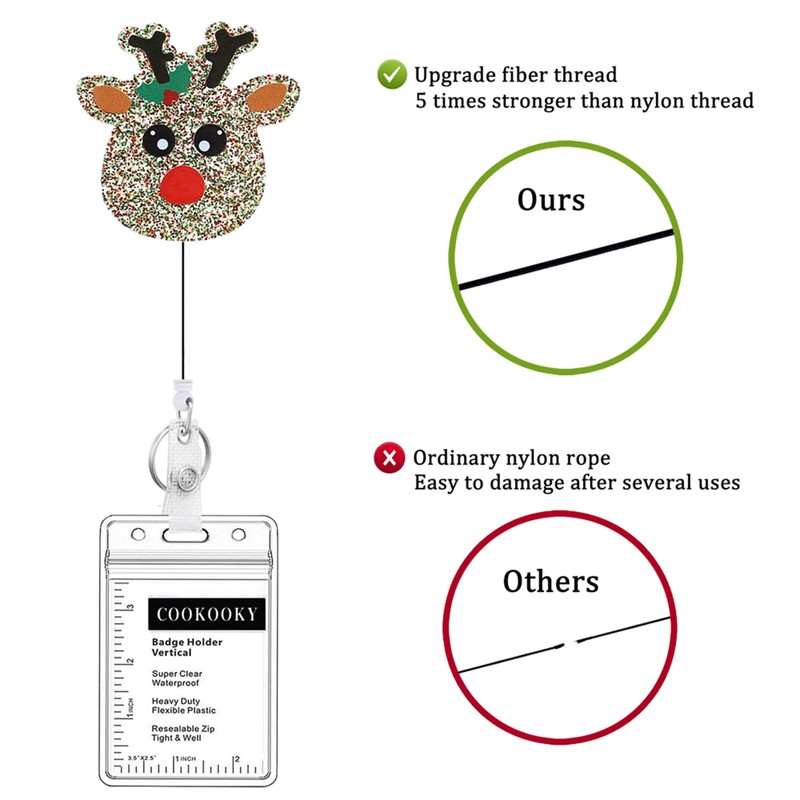3 Pack Christmas Badge Reel Retractable, Nurse ID Name Card
