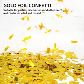 Modixun 250Grams Rectangle Gold Metallic Confetti, Large Glitter Throwing Metallic Foil Confetti, Table Scatter Confetti Decorations for Wedding, Graduation Party, Birthday, Gold