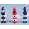 SDL Seaside/Nautical Theme Wooden Lighthouse Cord Pull/Light Pull (15278) (Red)