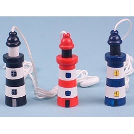 SDL Seaside/Nautical Theme Wooden Lighthouse Cord Pull/Light Pull (15278) (Red)