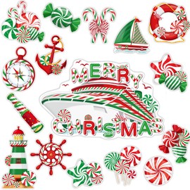 Capoda 16 Pcs Christmas Cruise Door Magnets Decorations Xmas Cruise Door Decorations Magnetic Stickers Winter Magnet Decal for Car Xmas Winter Holiday Refrigerator Metal Garage Door(Candy)