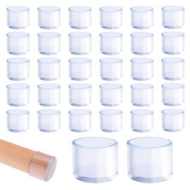 GZhaizhuan Pack of 32 Chair Leg Caps, 25 mm Transparent Plastic Chair Caps Round, Suitable for Round Table and Chair Legs with a Diameter of 25-27 mm