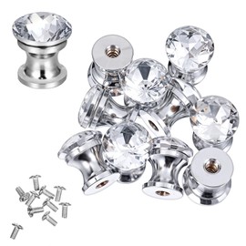 Trinkrittey 10PCS Crystal Knobs 14mm Cabinet Drawer Pull Jewelry Box Gift Case Knobs Mini Diamond Handles Hardware Decorative Knobs with Single Hole for Dresser Drawers Kitchen Bookcase Wardrobe