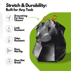 LIMELINEN Trash Bags 30 Gallon – 100ct Flexible Black Garbage Bags Leak and Odor-Resistant, Heavy-Duty Plastic Garbage Bags for Home and Commercial Use