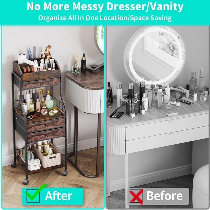 HapiRm Floor Makeup Organizer Storage - Vanity Skincare Make Up