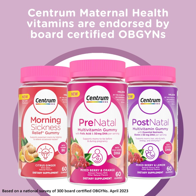 Centrum Prenatal Multivitamin Gummies with DHA and Folic Acid, Mixed