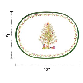 TP Christmas Decoration Serving Tray, Melamine Serving Platter Plate with Nesting Design for Snack, Cookies and Candy, Set of 2, Green and White