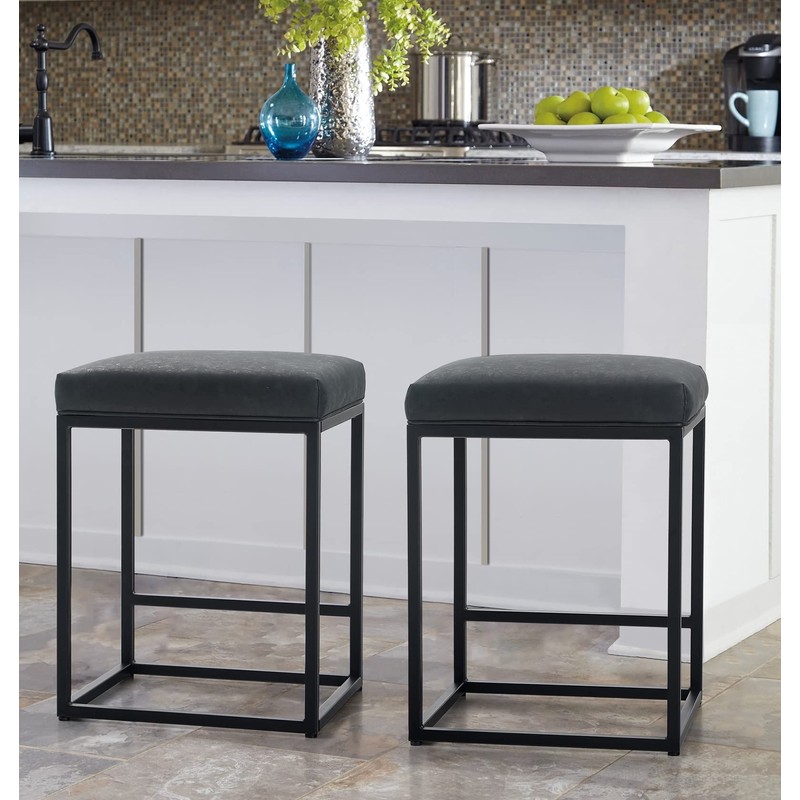 MAISON ARTS White Counter Height 24" Bar Stool for Kitchen