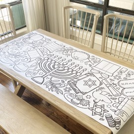 Tiny Expressions Giant Coloring Poster for Kids - Hanukkah Banner | Rolled, No Creases 30" x 72" Coloring Table Cloth for Kids Activity | Hanukkah Activities for Kids