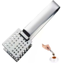 Tea Bag Squeezer Tongs, Effective Tea Tool for Easy Extraction, Stainless Steel Tea Tongs Strainer Clip Tea Filter Spoon for Gripping Loosing Leaf Tea Bags Ice Sugar Cubes (Silver, 15cm)