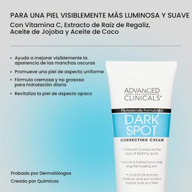 Advanced Clinicals Dark Spot Therapeutic Cream with Vitamin C. Hydroquinone Free. For Age Spots, Blotchy Skin. Face, Hands, Body. Large 8oz Tube.