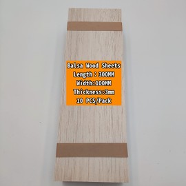 10 Pieces Balsa Wood Sheets 300x100x3mm Natural Unfinished Wood for House Aircraft Ship Boat DIY Wooden Plate Model Craft Project CA3003