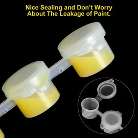 AConnet 600 PCS Empty Paint Pots 3ml / 0.1oz Paint Pots with lids 100 Strips, Clear Plastic Painting Cups Strips Bulk for Schools Classrooms Art Paintings Festivals