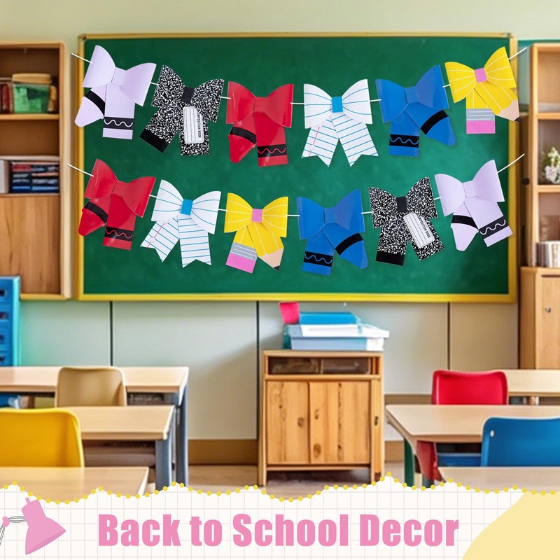 2 Pcs 16.4 Ft Back to School Bow Garland Banner