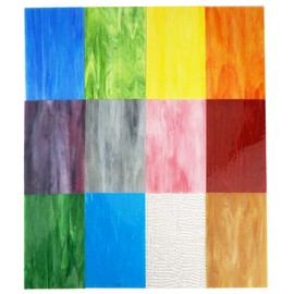 Lanyani（10 Sheets）Variety Stained Glass Sheets 4 x 6 inch Opal Art Glass Pack Tiffany Glass, Mixed Textures