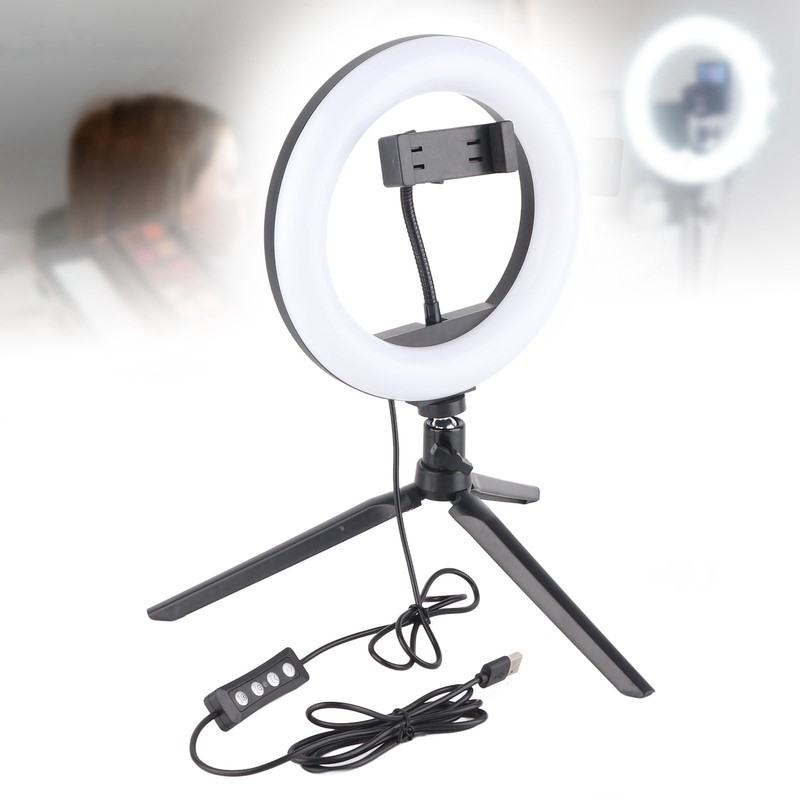 UN‑206 3‑Color 20cm Ring Light LED Tripod Stand Arc Fill