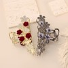 Rannyrena Flower Rhinestone Metal Hair Claw Clips for Women Camellia