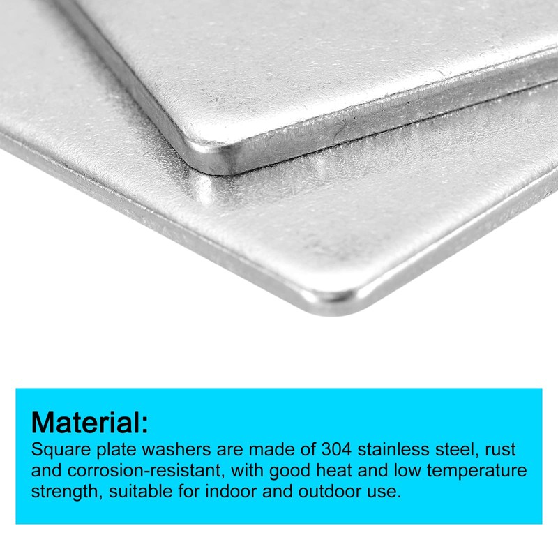 sourcing map Square Washer, 5pcs M12x40x40x3mm 304 Stainless Steel Square