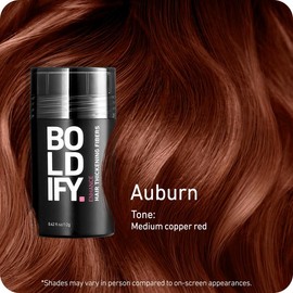 BOLDIFY Hair Thickening Fibers - Fill In Thinning and Fine Hair for an Instantly Fuller, Thicker Look - 14 Shades for Women & Men:_Auburn_12 g