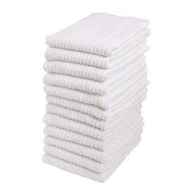 Dish Cloths, 12"x12" Dish Rags, 100% Cotton Kitchen Towels, 12 Pack | Dish Rags for Washing Dishes, White Dish Towels, Super Absorbent Kitchen Towels for Home & Bar, Bar Mop Towels