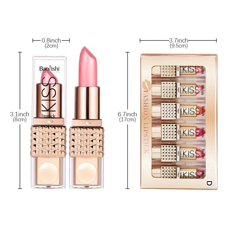 Lápiz Labial Baolishi Pearl Shimmer Hidratante Antiadherente