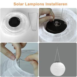 Auting Solar Lanterns Outdoor Weatherproof, Pack of 2 20 cm Solar Lights for Outdoor Hanging, Nylon Lanterns, Solar Outdoor for Garden, Patio, Wedding, Party Decoration (Warm White)