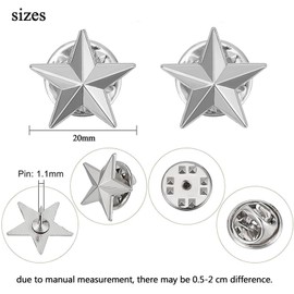 Star Badge Lapel Pin, Star Rivets, Star Badge Pin, Pentagram Alloy Brooch, Star Brooch, Pin Pin, Rivets Spikes for Metal Leather Crafts, Metal