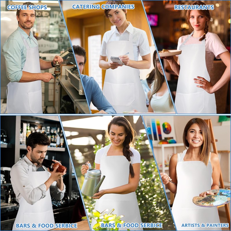 Bgtecho18 Pack Bib Apron,Aprons Bulk with 2 Pockets,Apron Bulk for