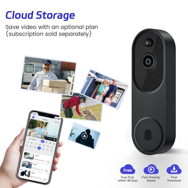 guggre 1080p Wireless Video Doorbell + Indoor Ring Chime, Enhanced