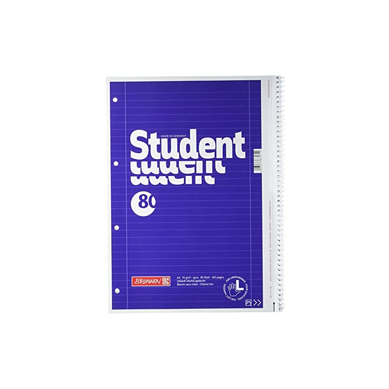 Brunnen 1067907 Notizblock / Collegeblock Student (für Linkshänder, A4, liniert,