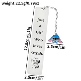 2Pcs Stitch Stainless Steel Bookmark - Cute Cartoon with Pendant Bookmarks, Creative Stitch Decoration Gift, Stitch Gift for Book Loving Lady Sister Daughter Granddaughter BFF. (C 2Pcs Stitch)