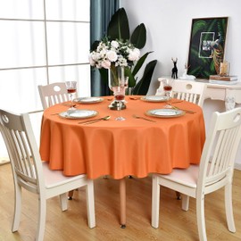 KAIPHO Orange Round Tablecloth Waterproof Stain Resistant Wrinkle Free Table Cloth 210GSM Polyester Washable Wipeable Table Cover for Party, Banquet, Wedding, Indoor and Outdoor use (48 inch, Circle)
