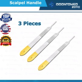 ODM 3Pc Puncture Scalpel Handle #3 Gold Plated Surgical Dental Veterinary Instrument