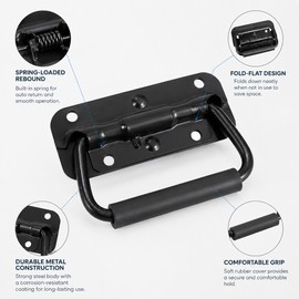 1or 2pcs 100mm Folding Cabinet Handle for Boxes & Drawers – Spring-Loaded Metal Pull Handle for Cupboards, Toolboxes & Cases