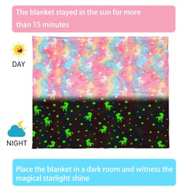 Cloele Glow in The Dark Blanket - Rainbow Unicorns Gift Toddler Girls Toys for 3-10 Year Old Girls 50 x 60 Soft Flannel Fleece Blanket - Luminous Birthday Christmas Blanket for Kids