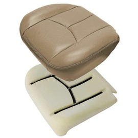 GXARTS Driver Side Bottom Replacement Leather Seat Cover and Foam Cushion 522 Medium Neutral Tan Compatible with Chevy GMC Silverado Avalanche Sierra 1500 2500 3500 2003 2004 2005 2006