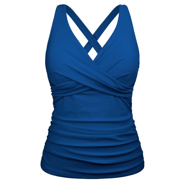 Firpearl Womens Underwire Tankini Top Swimwear Twist V Neck Swimsuits
