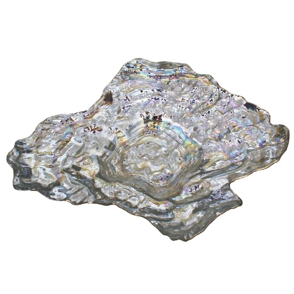 Red Pomegranate Oyster Glass Centerpiece Bowl, One Size, Pearl