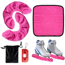 Ice Skate Blade Covers Set,Ice Skating Accessories,1 Pair Ice Skate Soakers & Ice Skates Blade Sharpener & Towel Kit, Hockey Figure Skates Accessories for Men Women (Includes Storage Bag)