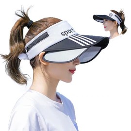 Peicees Sun Visor Hat with Wide Brim for Women Sun Protection Cap for Golf Tennis Beach Running Hiking Fishing Gardening