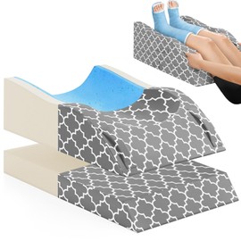 CloudBliss Adjustable Leg Elevating Double Pillow for Swelling After Surgery, Cooling Memory Foam Wedge Pillow for Blood Circulation, Leg Elevation Pillow for Back Knee Hip Ankles Pain, Rest（Grey）