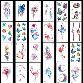 Unbranded 15 Sheets Flowers Butterfly Waterproof Body Temporary Tattoos Stickers US