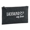 Huuraa Kulturbeutel Dachshund My Love Geschenk 1 Liter Charcoal Filz