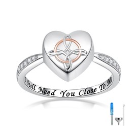 IOHUPCI Sterling Silver Celtic Knot Urn Ring for Ashes Hold Loved Ones Forever in My Heart Cremation Jewelry Urns Ring for Women (9)
