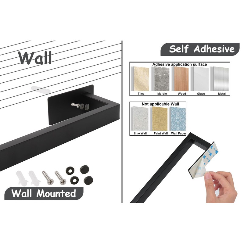 Vanloory 5 Pieces Self Adhesive Bathroom Hardware Set-SUS304 Stainless Steel-Towel