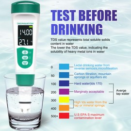OBEST 5 in 1 Digital Water Quality Tester, TDS/EC/Salt/S.G/Temp Temp Meter, Water Hardness Set, Multi Functional Voice Detection Tester, Drinking Water Test for Aquarium, Pool, Aquaculture